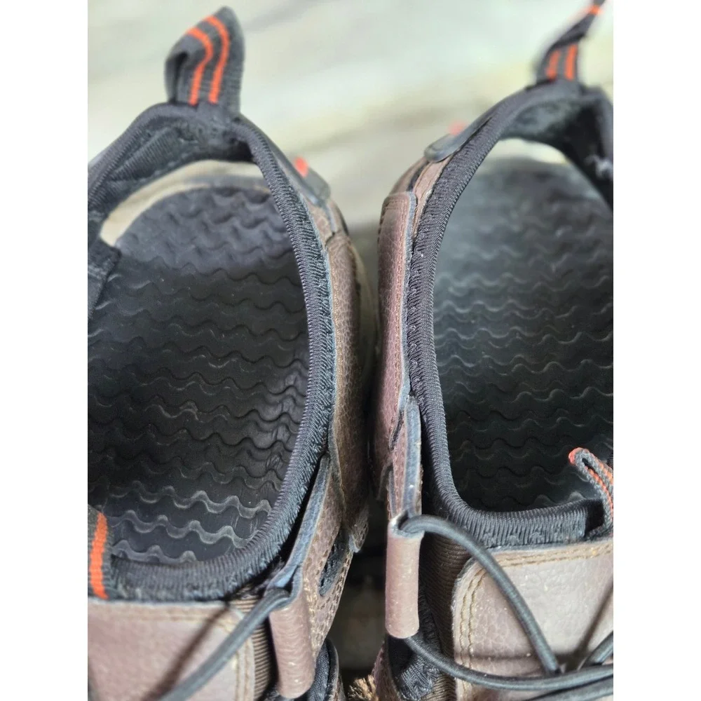 Eddie‎ Bauer Troy Mens Brown Leather Hiking Sandals Closed Toe Bungee Size 10